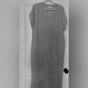 Barefoot Dreams long Beach Dress Robe Kaftan Pockets Sz L Cozy Terry V Pullover